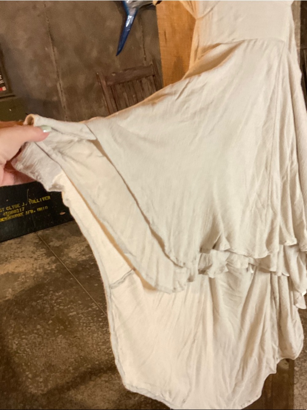 Free People Cream High-Low Ruffle Halter Dress - Picture 3 of 5